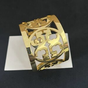 Tory Burch Gold Logo Cutout Cuff Bracelet